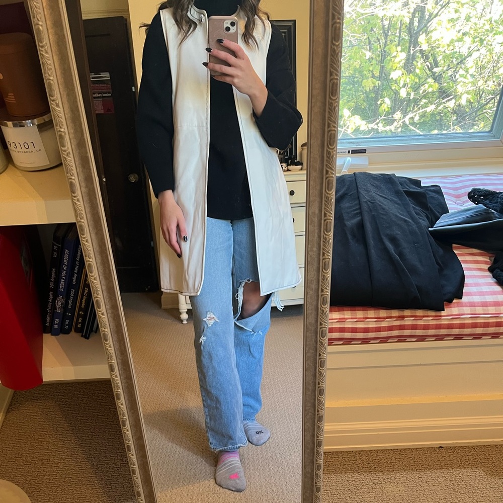 zara white vest trench coat size m